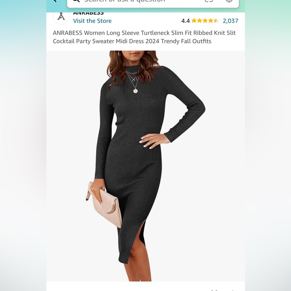 Amazon Ribbed Long Sleeve Sweater Dress w/ slit